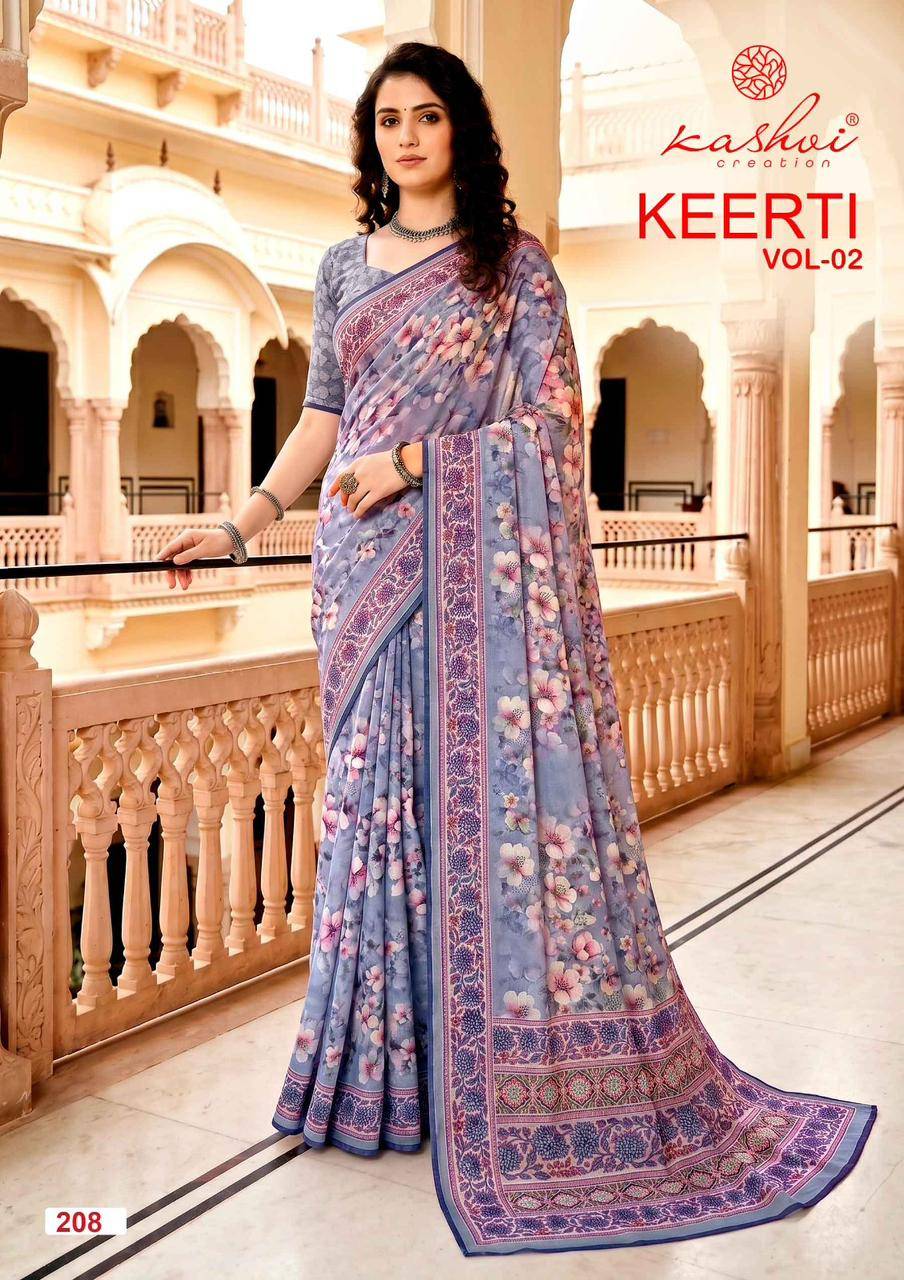 KEERTI VOL 02 By KASHVI CREATION 201 To 208 Series Indian Traditional Wear DULL MOSS VISCOSE sarees At Wholesale Price